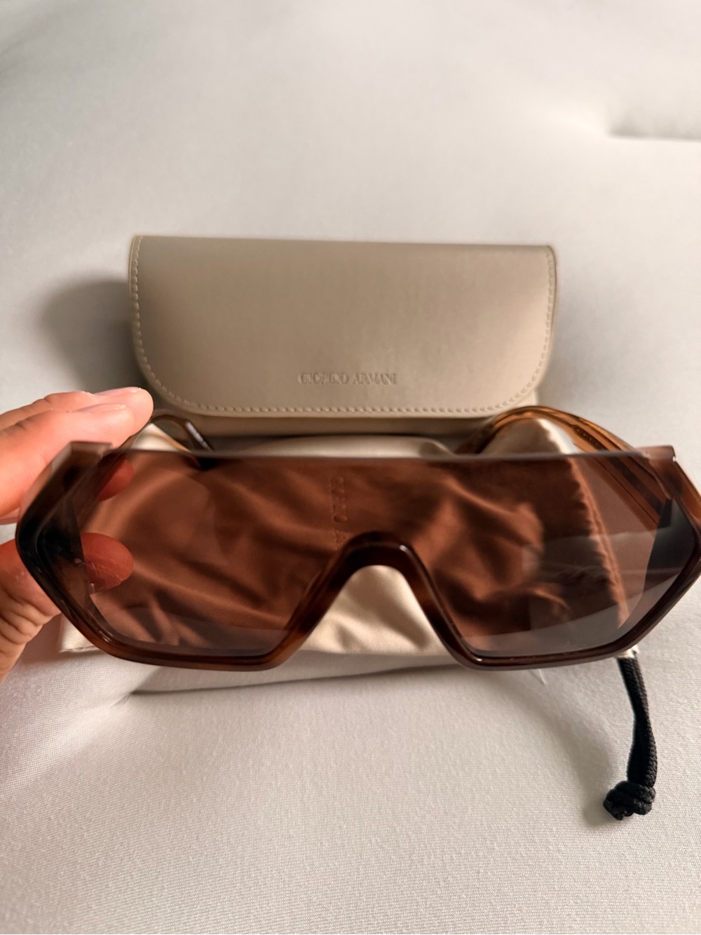 Giorgio Armani Brown Gradient Shield Sunglasses